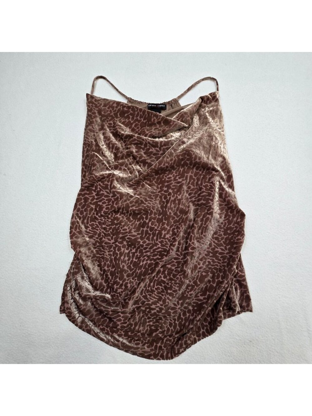 New York & Company XL Velvet Burnout Tank Top Brown Animal Print Stretchy